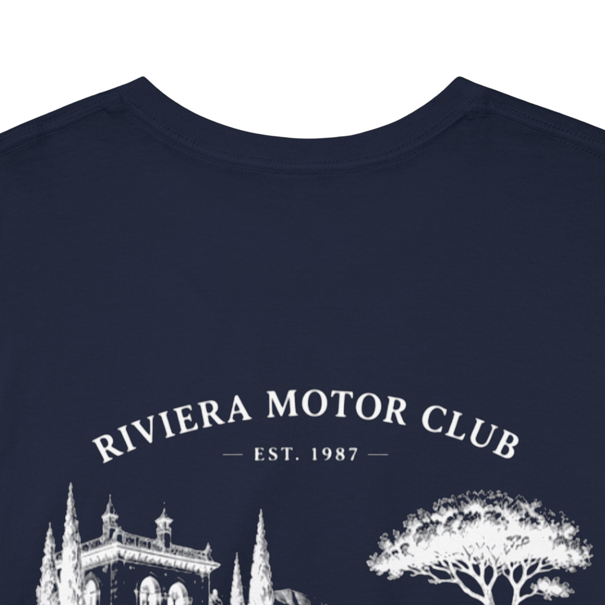 Riviera Motor Club Tee – Vintage Coastal Sports Car Graphic T-Shirt