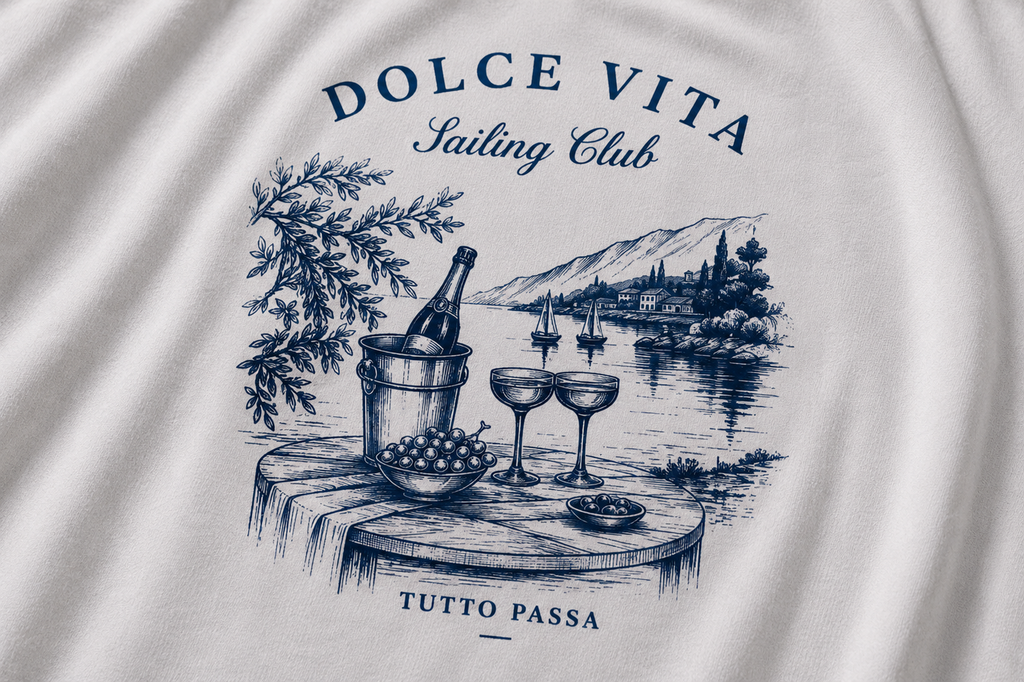 Dolce Vita Tee — Dolce Vita Sailing Club' Vintage Coastal Graphic T-Shirt