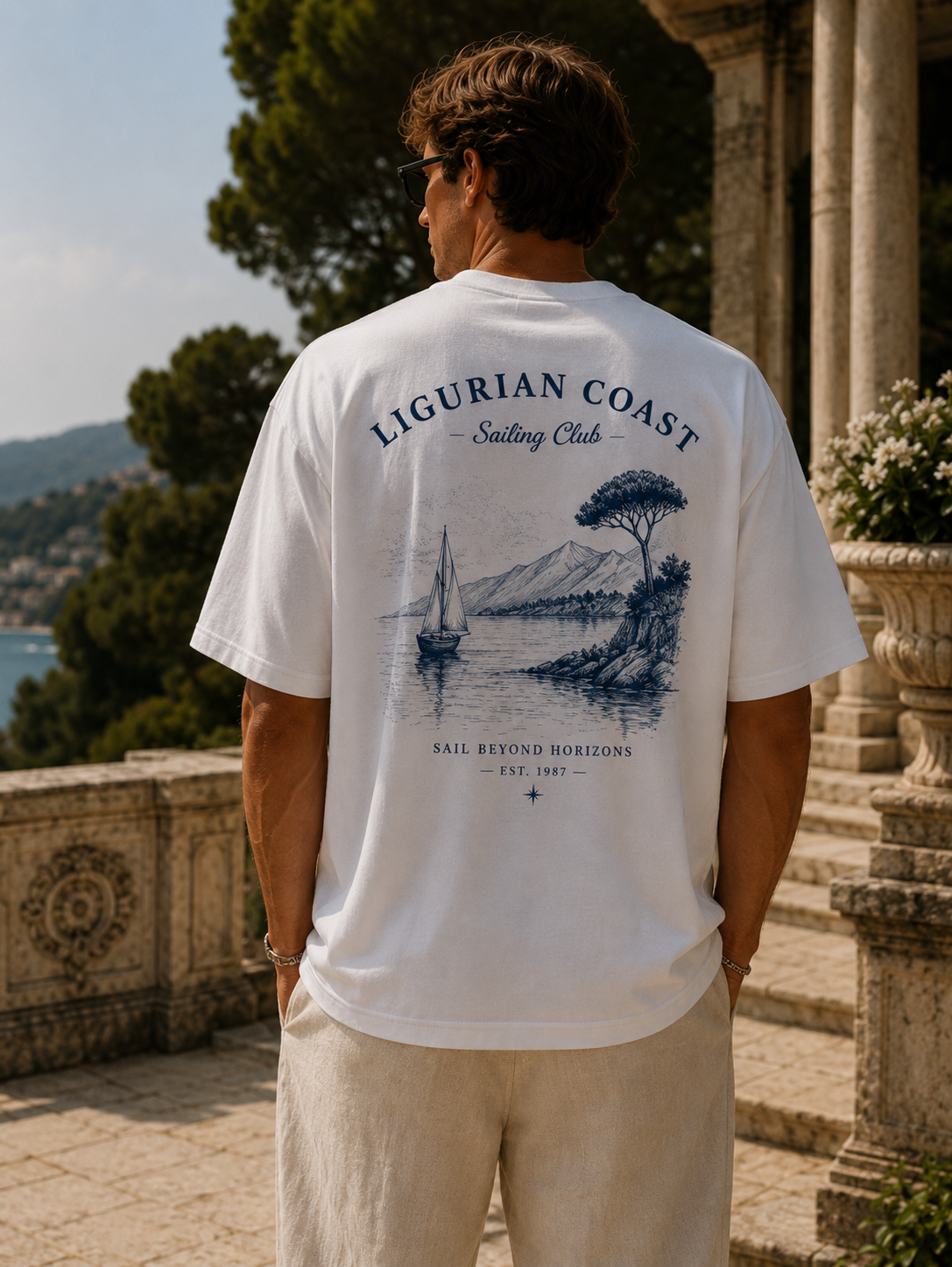 Ligurian Coast Sailing Club Tee — Nautical Sailboat Graphic T-Shirt