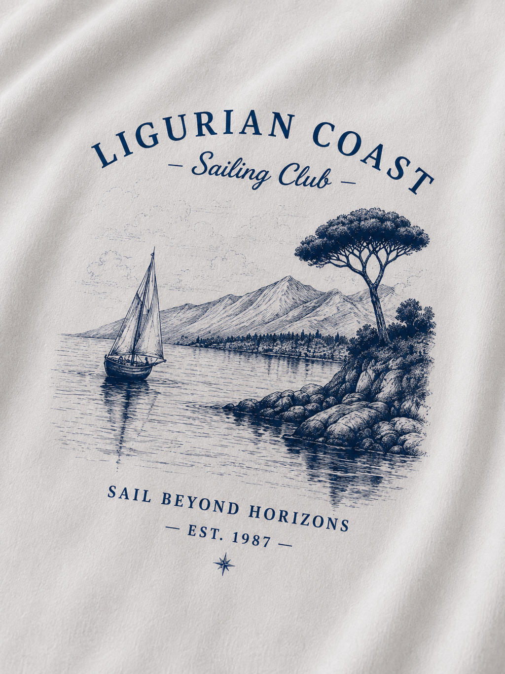 Ligurian Coast Sailing Club Tee — Nautical Sailboat Graphic T-Shirt