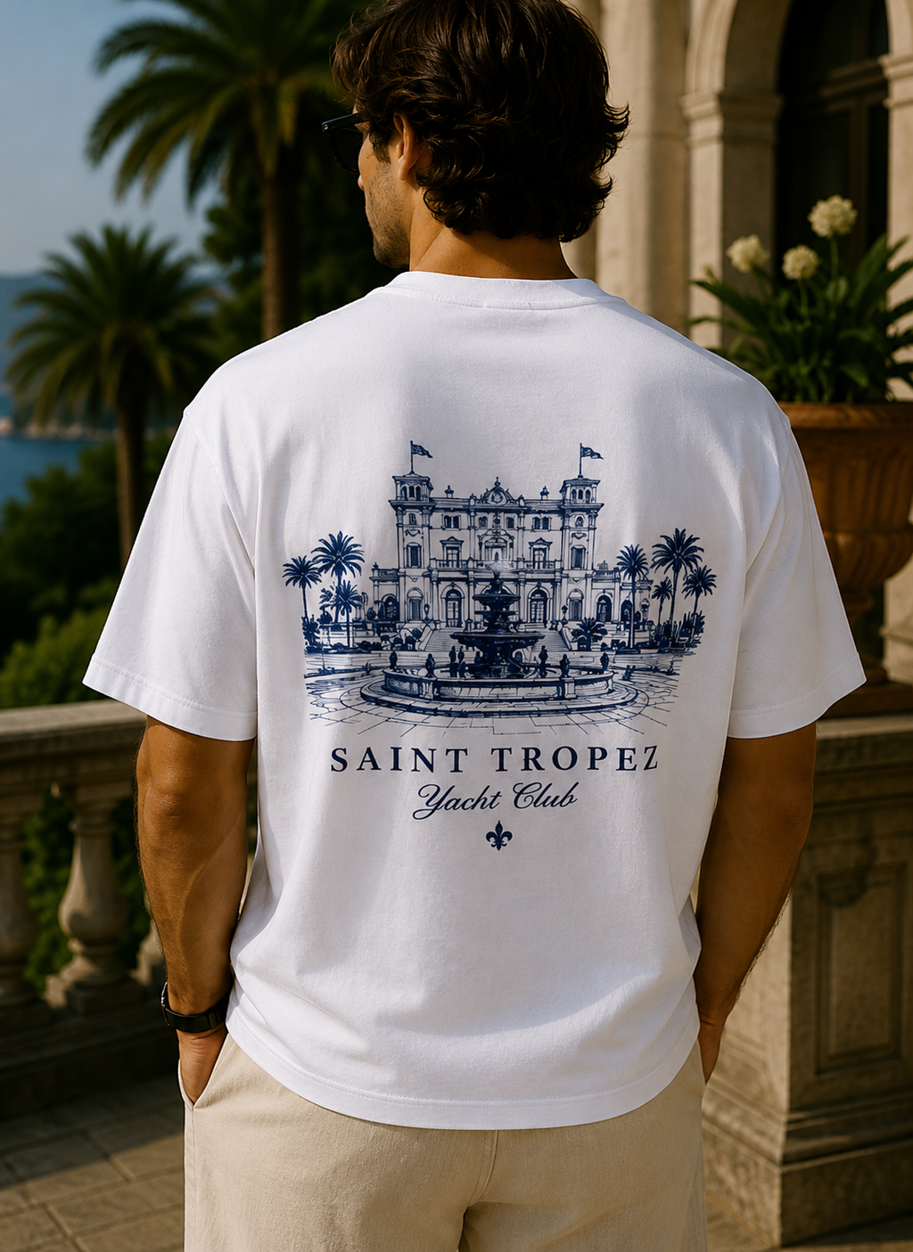 Resort Villa Tee — Vintage Palm Fountain Sketch T-Shirt
