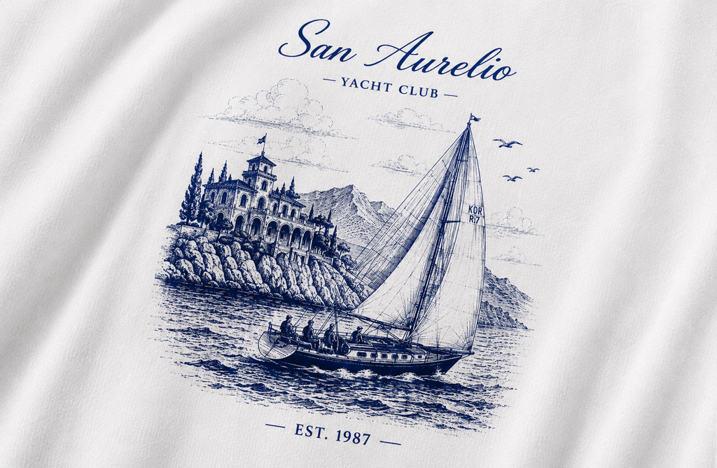 San Aurelio Yacht Club – Vintage Riviera Tee | Coastal Streetwear