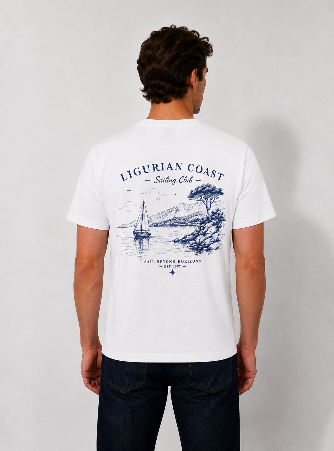 Ligurian Coast Sailing Club Tee — Nautical Sailboat Graphic T-Shirt