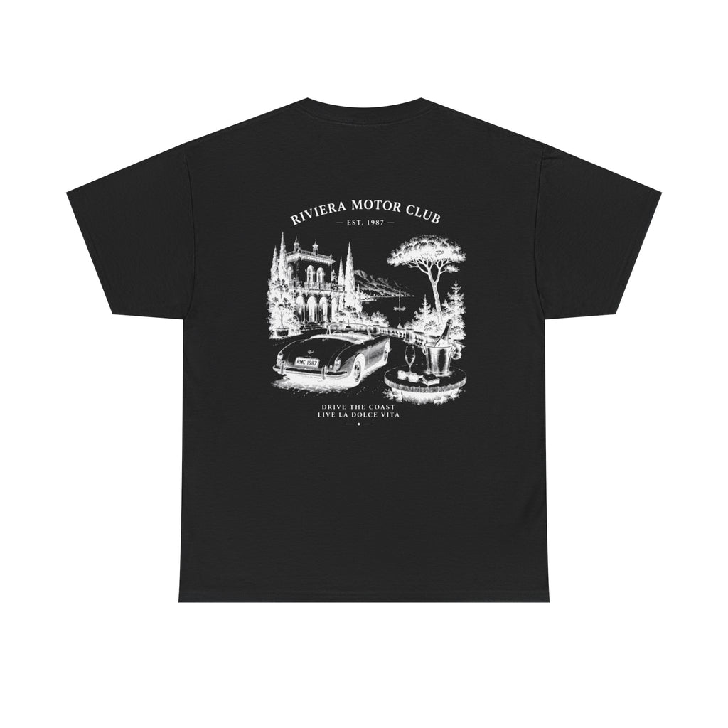 Riviera Motor Club Tee – Vintage Coastal Sports Car Graphic T-Shirt