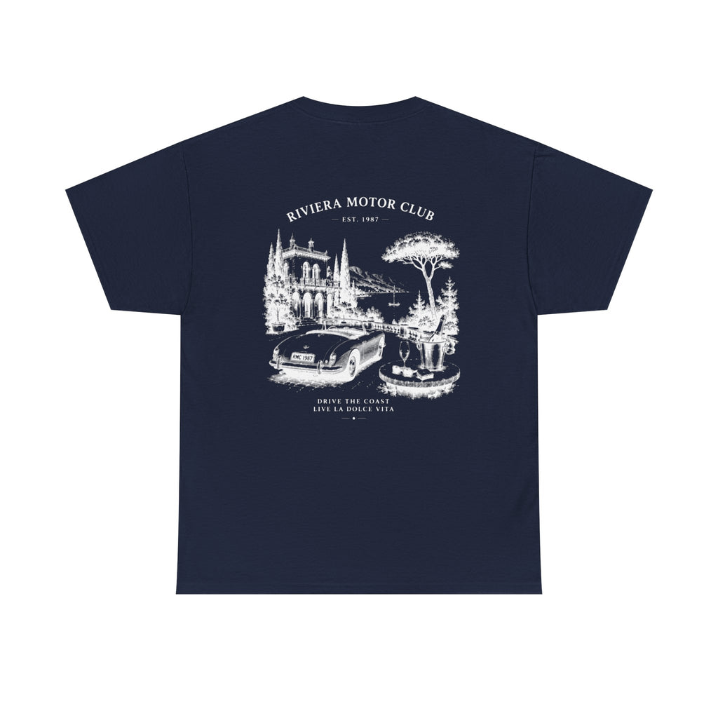 Riviera Motor Club Tee – Vintage Coastal Sports Car Graphic T-Shirt