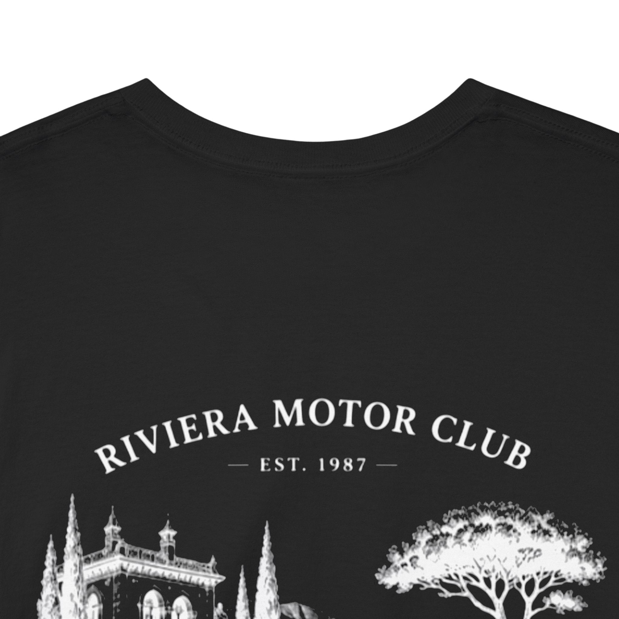 Riviera Motor Club Tee – Vintage Coastal Sports Car Graphic T-Shirt
